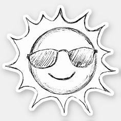 the sun with sunglasses drawn on it