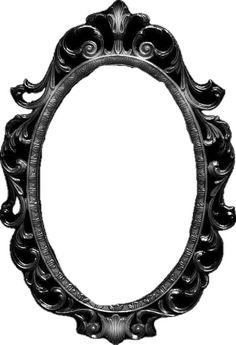 an ornate black and white photo frame