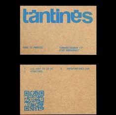 two business cards with the word tantins printed on them