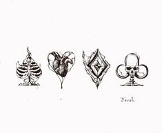 four different types of tattoos on white paper