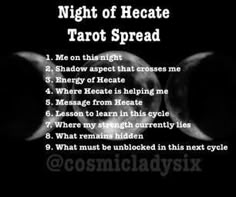 the night of hecatete tarot spread with instructions for each part of the poem