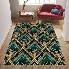 Art Deco Rug, Geometric Rug, Gift Rug, Modern Rug, Popular Rug, Bedroom Rug, Custom Rug, Floor Rug, Office Rug, Modern Geometric Rug, Rugs 🌟 Elevate Your Space with Stylish Rugs 🌟 Rugs play a crucial role in enhancing the aesthetics and comfort of any space. Crafted from a variety of materials, they offer a diverse range of colors, patterns, and sizes to cater to every taste and preference. Material Matters: Rugs come in various materials, including wool, cotton, silk, synthetic fibers (such as nylon, polyester, polypropylene), and natural fibers (like jute, sisal). Each material boasts its unique texture, shine, and durability. Weaving Wonders: Rugs can be hand-woven or machine-made. While machine-woven rugs are more budget-friendly and suitable for mass production, hand-woven rugs show Art Deco Carpet, Dinner Room, Art Deco Rug, Deco Rug, Rug Geometric, Stylish Rugs, Rug Office, Circle Rug, Kids Room Rug