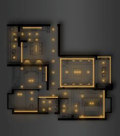 an overhead view of a floor plan with lights