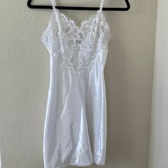 Vintage, But Like Brand New White Slip Nightgown From Victoria's Secret. Gold Label Size Small The Lace Part Is Sheer Slip Nightgown, White Slip, Gold Labels, Satin Slip, White Satin, Label Sizes, Night Gown, Women's Intimates, Victoria’s Secret