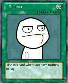 a card with an image of a person in the background and text that reads, i smell card use this card when you have nothing to say