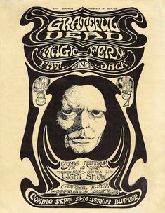 an old concert poster from the early 1900's shows a man with his head in a mirror