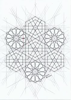 a drawing with lines and shapes in the shape of an intricate design on white paper