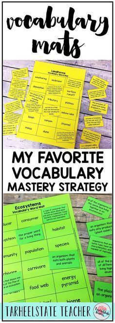 two pictures with the words, my favorite vocabulary strategy and an image of a