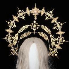 39783825801312 Book Binding Cover, Angel Crown, Crown Headpiece, Tiara Headband, Halo Crown, Sun Goddess, Pearl Tiara, Headband Tiara, Gothic Accessories