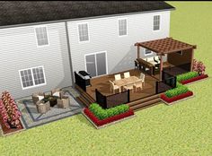 an image of a deck and patio in the yard