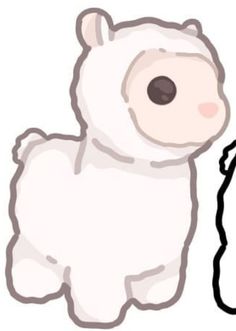 a drawing of a white polar bear next to a black leash