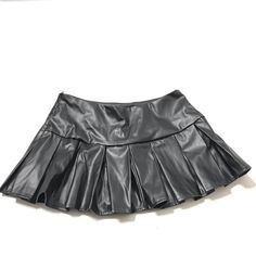 Pleated Vegan Pu Leather Mini Skirt Women's S Black Flat Front Flare Short New H2 Ep Black Pleated Faux Leather Mini Skirt, Jean Dawson, Pleated Leather Skirt, Leather Pleated Skirt, Ace Attorney, Leather Mini Skirt, Black Leather Skirts, Leather Mini Skirts, Black Flats