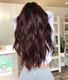 61 Stunning Brown Hair with Highlights Ideas for 2023 Burgundy On Brown Hair, Brunette Balayage Hair With Red, Maroon Lowlights Brunettes, Brunette And Burgundy Hair, Dark Red Fall Hair, Dark Brown Hair With Hints Of Red, Brown With Maroon Highlights, Dimensional Brunette With Red