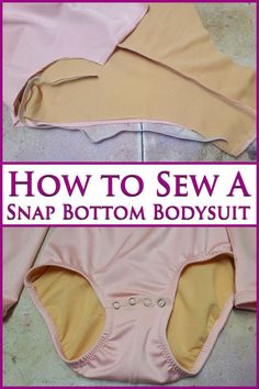 2 part image of a pink snap crotch bodysuit being made. Overlaid text says how to sew a snap bottom bodysuit. Taylor Swift Halloween Costume, Bodysuit Pattern, Spandex Bodysuit, Costume Tutorial, Jem And The Holograms, Cosplay Tutorial, Cosplay Diy, Figure Skating Dresses