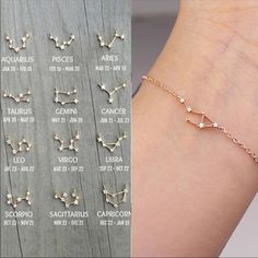 Virgo, Libra, Scorpio Zodiac Bracelets. Comes In Both Silver And Gold. Perfect Gift To A Friend And Loved One! Super Feminine, Cute! Gifts For Libra Woman, Zodiac Pattern, Libra Jewelry, Aquarius And Sagittarius, Constellation Jewelry, Aries And Pisces, Zodiac Bracelet, Birthday Bracelet, Trendy Bracelets