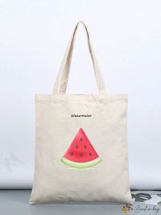 BirdinBag - Small Preppy Double Handle Floral Shopper Bag Strawberry Graphic, Cartoon Strawberry, Letter Bag, Beige Pattern, Cute Strawberry, Strawberry Print, Flower Graphic, Word Wrap, Shopper Tote