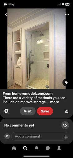 an image of a bathroom that is on the app for iphone, with text overlaying it