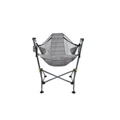 a grey chair with wheels and a gray seat cover on it's back legs