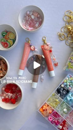 the table is covered with different types of beads