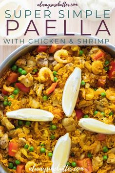 an easy homemade paella recipe with peas and chicken