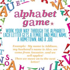 an alphabet game with letters and numbers in the middle, on top of each other