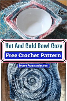 the crochet bowl cover is made with yarn