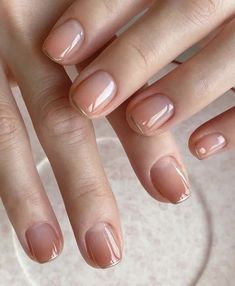 Simple Nail Ideas For Natural Nails, Bridal Shower Nails For Guest, Sophia Richie Nails 2023, Subtle Green Nails, Nurse Nails Natural, Clear Nails Design, Korea Nails Design, Short Gel Manicure, Nurse Nails