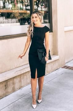 Formal Business Attire, Tea Length Prom Dress, Business Attire Women, Outfit Chic, Summer Work Outfits, Casual Work Outfit, Casual Styles, Business Outfit