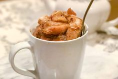 2 Minute Bread Pudding in a Mug Mug Bread Pudding Microwave, Bread Pudding Mug Cake, Mug Bread Pudding, Bread Pudding In A Mug, Microwave Bread Pudding, Individual Bread Pudding, Soft French Bread, Pudding In A Mug, Bread Pudding Recipe Easy