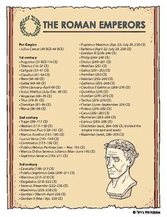 the roman emperor's list is shown in this hand - drawn version, which includes an image of abraham lincoln