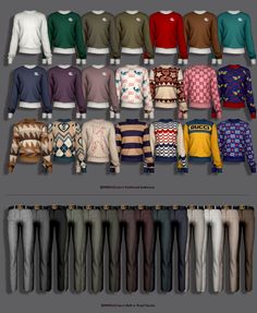 the sweaters are all different colors and sizes, but there is no image to describe