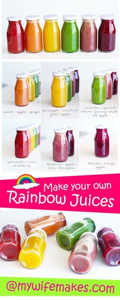 the instructions for making rainbow juices are shown in this article, and it is easy to