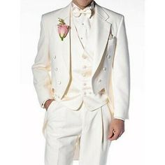 (eBay) Ivory Men Tailcoat Suit 3 Pieces Groom Forrmal Party Prom Tuxedo Wedding Suits Groom Tuxedo Wedding, Tuxedo Wedding Suit, Summer Wedding Suits, White Wedding Suit, Mens 3 Piece Suits, Tie Vest, Prom Tuxedo, Formal Tuxedo, Morning Suits