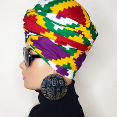 Head Wrap Size 72 Inches By 22 Inches Breathable Kente Africant Print (100% Cotton) Machine Washable Or Hand Wash Made In Colorado Versatile And Can Be Used Either As A Head Wrap Or Neck Scarf. Style As Seen On Mannequin To Suit The Occasion Or Season. Ankara Headwrap, African Head Wraps, Scarf Style, Women's Headwear, African Print Fabric, Neck Scarf, Head Wrap, Neck Scarves, African Art