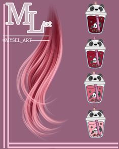 an image of pink hair with pandas on it and the words m l r