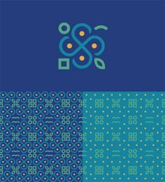 four different patterns in blue and green