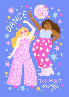 Valentines Greeting Cards, Dancing Illustration Art, Disco Cartoon, Disco Illustration, Dancing Illustration, Greetings Card Design, Club Illustration, Party Rental Ideas, Dance Illustration