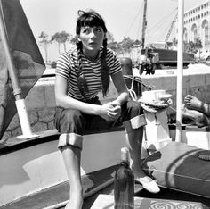 Stripes (Juliette Gréco) Juliette Greco, Beatnik Style, Twin Braids, Beat Generation, Vogue France, Serge Gainsbourg, Sylvia Plath, Miles Davis, Jane Birkin