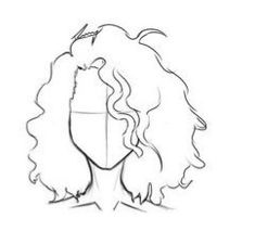 a drawing of a woman's head with curly hair