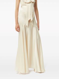 Nina Ricci Satin Maxi Skirt - Farfetch Satin Maxi Skirt, Satin Maxi, Light Beige, Ankle Length, Pleated Skirt, Maxi Skirt, Fashion Branding, High Waisted, Satin