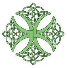 a green celtic knot design on a white background