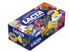 lacta assorted candy bars in a display box