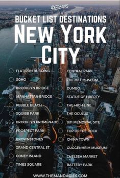 the new york city bucket list