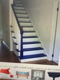 the stairs with a dark paint color is decorative