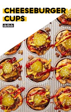 the cheeseburger cups are ready to be eaten in their own muffin tins