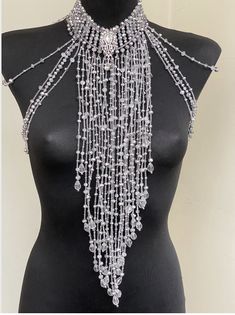 Sirens Fashion, Backdrop Necklace Wedding, Silver Backdrop, Backdrop Necklace, Hmong Clothes, Shoulder Jewelry, Body Necklace, Shoulder Necklace, Backdrops Necklace