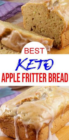 the best keto apple fritter bread is cut in half and ready to be eaten