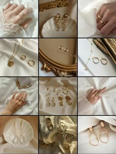 many different types of jewelry are shown in this collage, including rings and bracelets