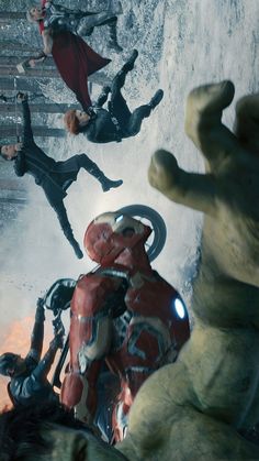 the avengers are flying through the air