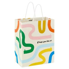 a colorful shopping bag that says i hope you like it